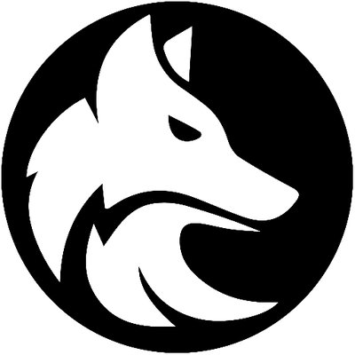 Black Dog Hockey Logo - White dog head over black circle